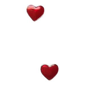 Zarah Little Red Heart Stud Earrings Silver Plated Valentine Love Hearts